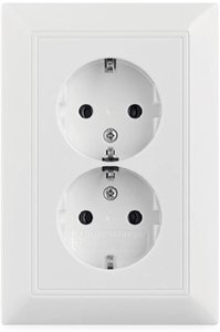 Фото Legrand Cariva Diy 695948 Розетка двойная с заземляющим контактом (16 А, в сборе, скрытая установка, белый)