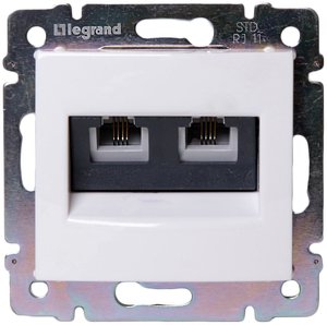 Фото Legrand Valena 774439 Розетка телефонная (2xRJ11, под рамку, скрытая установка, белая)