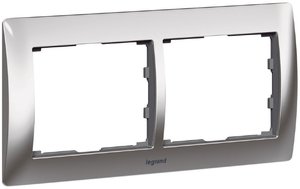 Фото Legrand Galea Life 771932 Рамка 2-постовая (горизонтальная, metal chrome)
