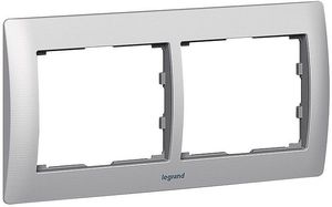 Фото Legrand Galea Life 771952 Рамка 2-постовая (горизонтальная, metal brushed aluminium)