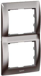 Фото Legrand Galea Life 771946 Рамка 2-постовая (вертикальная, metal black nickel)