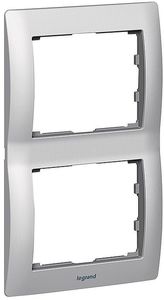 Фото Legrand Galea Life 771956 Рамка 2-постовая (вертикальная, metal brushed aluminium)