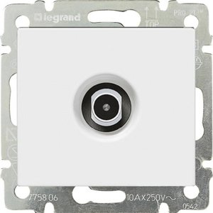 Фото Legrand Valena 774431 Розетка телевизионная (TV, под рамку, скрытая установка, проходная, белый)