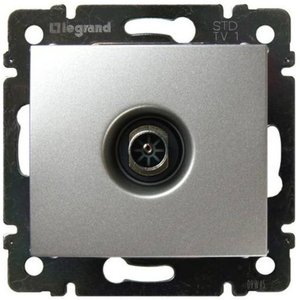 Фото Legrand Valena 770131 Розетка телевизионная (TV, под рамку, скрытая установка, проходная, алюминий)