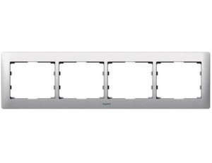 Фото Legrand Galea Life 771954 Рамка 4-постовая (горизонтальная, metal brushed aluminium)