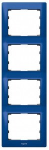 Фото Legrand Galea Life 771918 Рамка 4-постовая (вертикальная, metal magic blue)