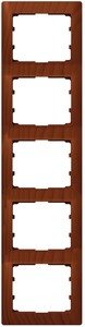 Фото Legrand Galea Life 771979 Рамка 5-постовая (вертикальная, cherry wood)