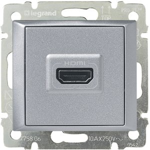 Фото Legrand Valena 770285 Розетка видео (HDMI, под рамку, скрытая установка, алюминий)