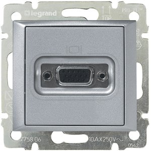 Фото Legrand Valena 770283 Розетка видео (VGA, под рамку, скрытая установка, алюминий)