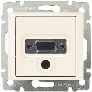 Фото Legrand Valena 774182 Розетка видео/аудио (VGA+Audio, под рамку, скрытая установка, слоновая кость)
