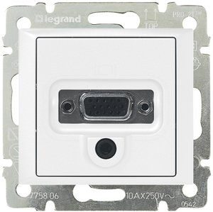 Фото Legrand Valena 770082 Розетка видео/аудио (VGA+Audio, под рамку, скрытая установка, белая)