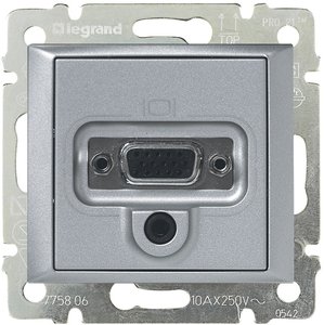 Фото Legrand Valena 770282 Розетка видео/аудио (VGA+Audio, под рамку, скрытая установка, алюминий)