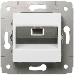Фото Legrand Cariva 773638 Розетка телефонная (RJ11, под рамку, скрытая установка, белая)