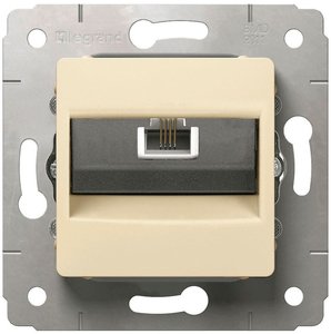 Фото Legrand Cariva 773738 Розетка телефонная (RJ11, под рамку, скрытая установка, слоновая кость)