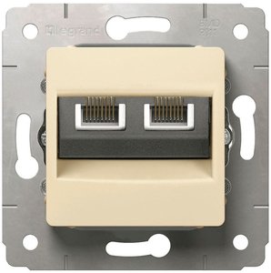 Фото Legrand Cariva 773742 Розетка сетевая (2хRJ45, под рамку, скрытая установка, слоновая кость)