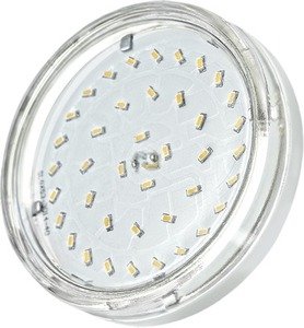Фото Jazzway 2852090 Лампа светодиодная (LED) «таблетка» d74мм GX53 100° 6Вт 220-230В прозрачная нейтральная холодно-белая 5000К