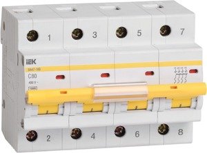 Фото IEK ВА47-100 MVA40-4-050-C Автоматический выключатель четырехполюсный 50А (10 кА, C)