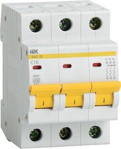 Фото IEK ВА47-29 MVA20-3-002-D Автоматический выключатель трехполюсный 2А (4.5 кА, D)