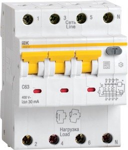 Фото IEK MAD22-6-025-C-100 Дифференциальный автоматический выключатель АВДТ 34 C25 100мА