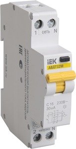 Фото IEK АВДТ32М MAD32-5-032-C-30 Автоматический выключатель дифференциального тока однополюсный+N 32А (тип AC, 4.5 кА)