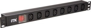 Фото IEK PH12-8C133 ITK PDU Блок: 8 розеток C13 с LED выкл., 1U, вх. C14, без шнура