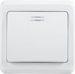 Фото IEK EVV11-K01-10-DM ВС10-1-1-ВБ Выключатель 1кл 10А с инд. ВЕГА (белый)