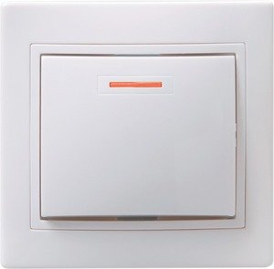 Фото IEK EVK11-K01-10-DM ВС10-1-1-КБ Выключатель 1кл с инд. 10А КВАРТА (белый)