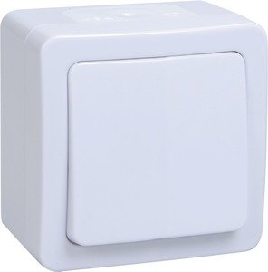 Фото IEK EVMP12-K01-10-54-EC ВСп20-1-0-ГПБ выкл 1кл проход. о/у IP54 (цвет клавиш: белый) ГЕРМЕС PLUS