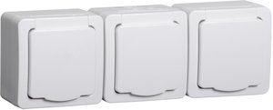 Фото IEK ERMP32-K01-16-54-EC ГЕРМЕС PLUS Бел Розетка 3-мест. 6мод. в сборе с корпусом с З/К откр. уст-ки16А 220-250В с крышкой винт. зажим IP54