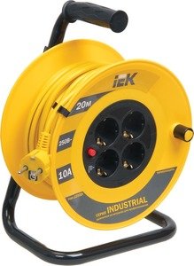 Фото IEK WKP14-10-04-20 Катушка УК20 с т/з 4 места 2Р+PЕ/20м 3х1,0 мм2 "Industrial"