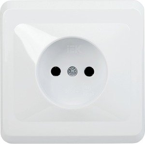 Фото IEK ERV10-K01-10-DM РС10-2-ВБ Розетка 1местн. без з/к без защ.штор. 10А ВЕГА (белый)
