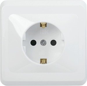 Фото IEK ERV11-K01-16-DM РС10-3-ВБ Розетка 1местн. c з/к без защ.штор. 16А ВЕГА (белый)