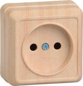 Фото IEK ERO10-K03-10-DC РС20-2-ОС Розетка 1местн. без з/к 10А откр.уст. ОКТАВА (сосна)