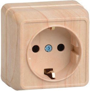 Фото IEK ERO11-K03-16-DC РС20-3-ОС Розетка 1местн. c з/к 16А откр.уст. ОКТАВА (сосна)