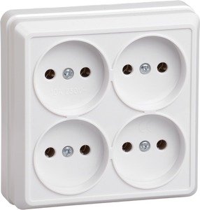 Фото IEK ERO40-K01-10-DC РС24-2-ОБ Розетка 4местн. без з/к 10А откр.уст. ОКТАВА (белый)
