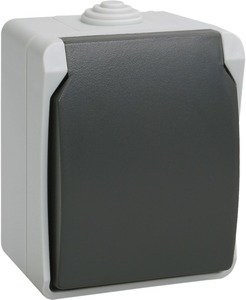 Фото IEK ERS12-K03-16-54-DC РСб20-3-ФСр Розетка одноместная с з/к для открытой установки IP54