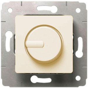 Фото Legrand Cariva 773717 Светорегулятор роторный (300 Вт, R+L, под рамку, скрытая установка, слоновая кость)