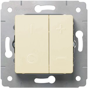 Фото Legrand Cariva 773715 Светорегулятор кнопочный (500 Вт, R+L, под рамку, скрытая установка, слоновая кость)
