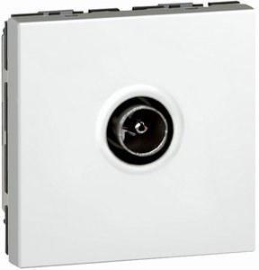 Фото Legrand Mosaic 677137 Розетка телевизионная (TV, под рамку, скрытая установка, проходная, шлейф, 10 дБ, белый)