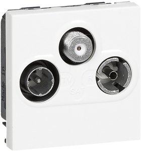 Фото Legrand Mosaic 078786 Розетка телевизионная (TV+R+SAT, под рамку, скрытая установка, 1.5 дБ, 2 модуля, белый)