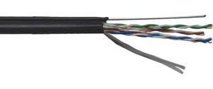 Фото IEK LC3-C5E04-159 ITK Каб. U/UTP кат.5E 4х2х24AWG, LDPE трос 1,2мм, 305м чер.