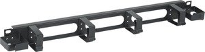 Фото IEK CO05-1M6R ITK Кабельный органайзер 1U 2 боковых горизонт. и 4 вертик. кольца, черный