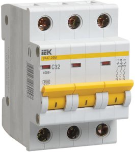 Фото IEK ВА47-29М MVA21-3-005-D Автоматический выключатель трехполюсный 5А (4.5 кА, D)