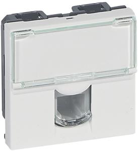 Фото Legrand Mosaic 078731 Розетка телефонная (RJ11, под рамку, скрытая установка, 2 модуля, белая)