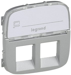 Фото Legrand Valena Allure 755487 Крышка розетки телефонной/компьютерной (2xRJ11/RJ45, надпись, алюминий)