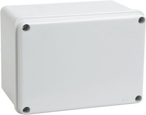 Фото IEK UKO11-150-110-085-K41-44 Коробка КМ41261 распаячная для о/п 150х110х85 мм IP44 (RAL7035, гладкие стенки)