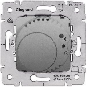 Фото Legrand Galea Life 775693 Термостат для теплых полов +5…+30°С (8А, 220 В, под рамку, скрытая установка, aluminium)
