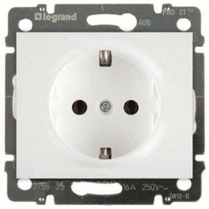 Фото Legrand Galea Life 771062 Розетка с заземляющим контактом (16 А, под рамку, скрытая установка, white)