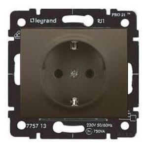 Фото Legrand Galea Life 771262 Розетка с заземляющим контактом (16 А, под рамку, скрытая установка, dark bronze)