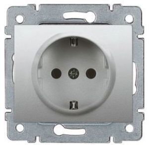 Фото Legrand Galea Life 771362 Розетка с заземляющим контактом (16 А, под рамку, скрытая установка, aluminium)